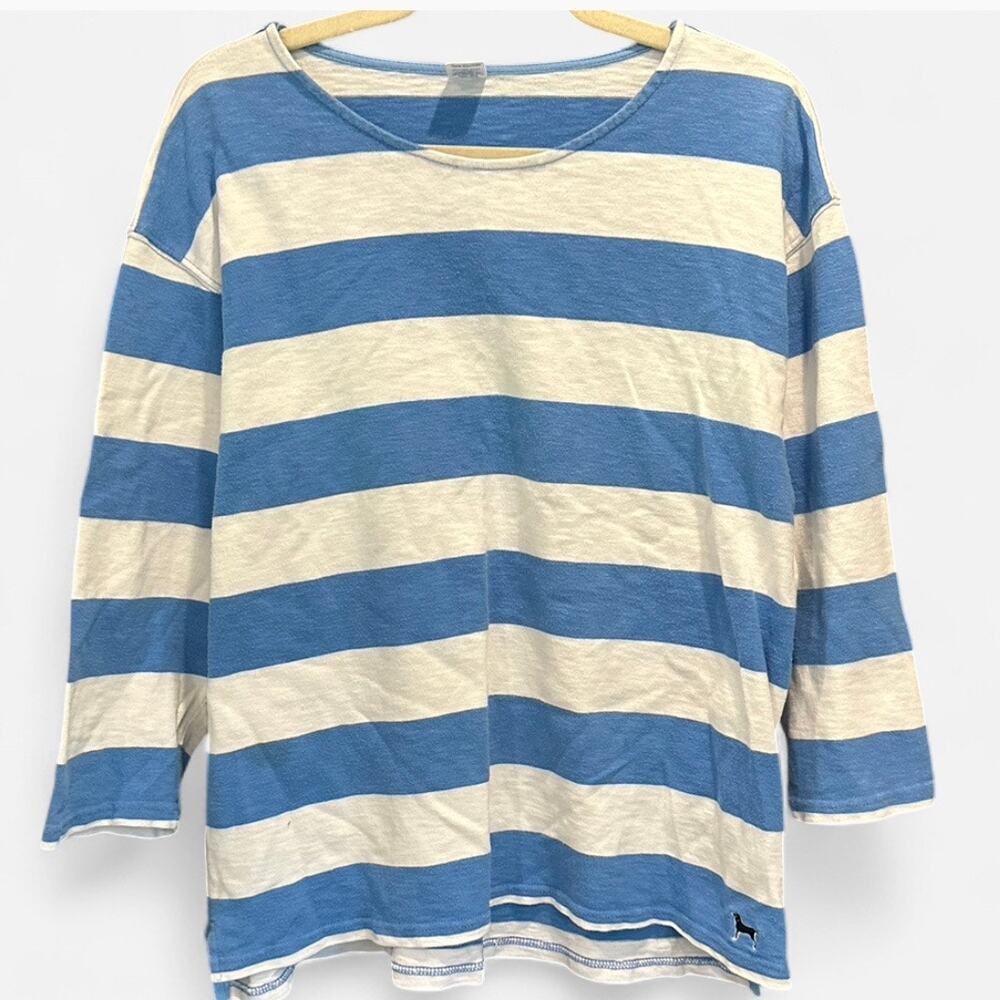 Black Dog Cape Cod Blue White Striped Tee Coastal Long Sleeve Size Large - Picture 5 of 10
